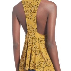 sun & shadow womens xxs yellow printed tank top op